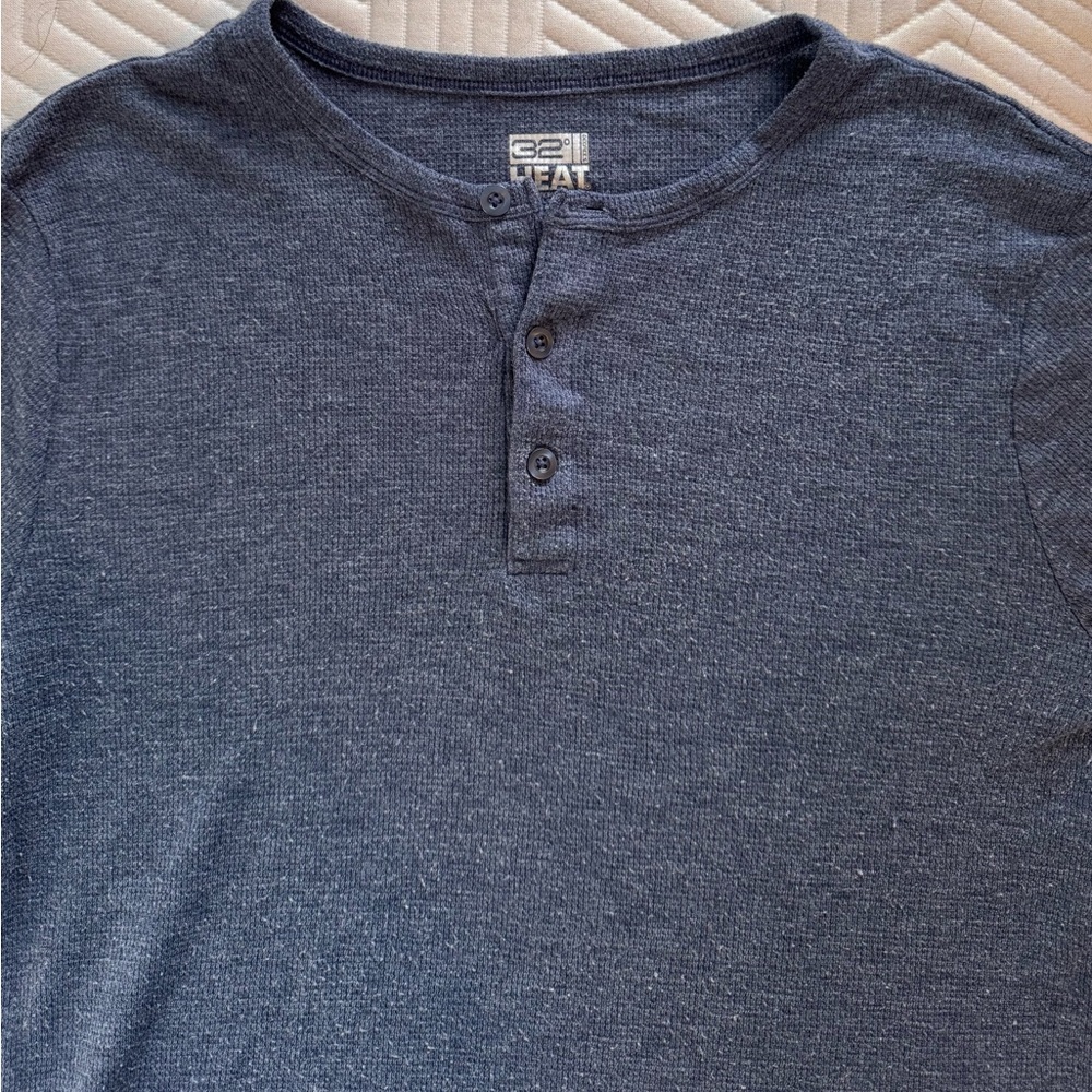 32 Degrees Heat Blue Henley Shirt